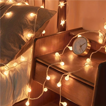 1pc USB-Powered 8 Lighting Modes Ball String Lights - Energy-Efficient, Touch Control, Ideal for Home Decor, Parties, Weddings, Ramadan & Eid al Fitr, Bedroom Wall Decor, Party Lighting | Elegant Lighting | USB Powered Lights