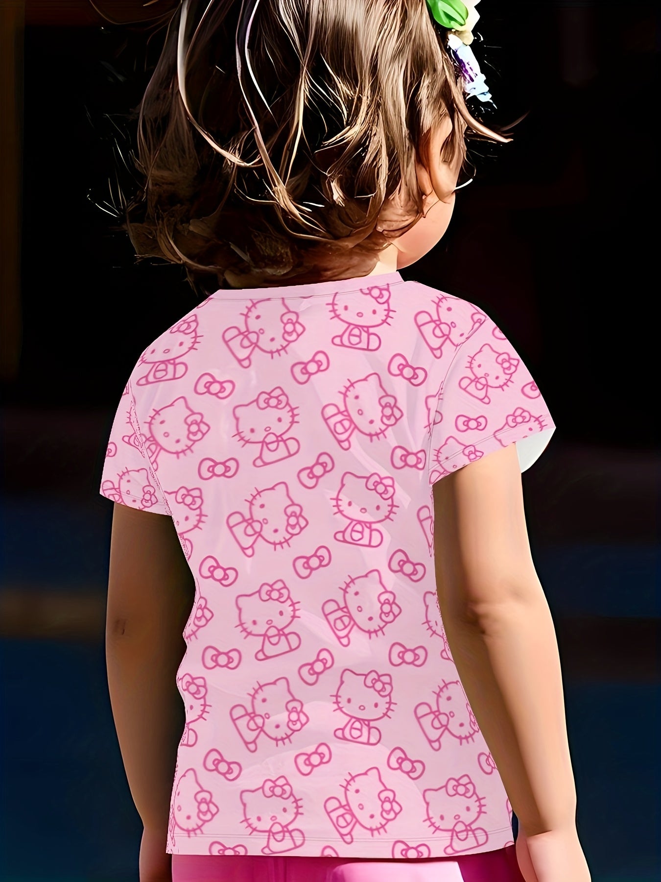 Kids' Short Sleeve T-Shirt - Cute Pink for Hello Kitty Cartoon Pattern, 3D Digital Print, Suitable for Outdoor | Casual | Sports | Home, Comfortable Sliky Fiber Fabric Fabric