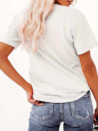 Women'S Soft Pink T-Shirt - Minimalist Elegant Y2K Retro Graphic Tee with Bold Lettering - Everyday Casual & Formal Outfits - Sizes S-XXL - Non-See-Through Fabric - Women'S Fashion Top, Ladies T Shirts, Versatile Clothing, Me