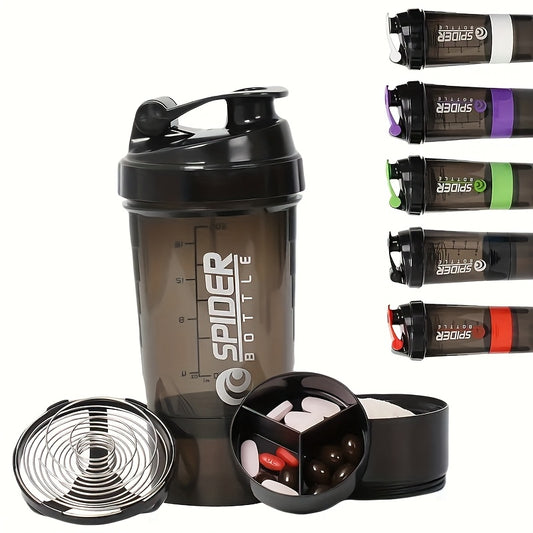 1pc Portable Outdoor Protein Shaker Cup - 3-Layer Detachable Design with Measurement Markings, BPA-Free Leak-Proof Blender for Fitness, Gym & On-the-Go Protein Powder Mixing (Multi-Color Options), Protein Shaker Bottle
