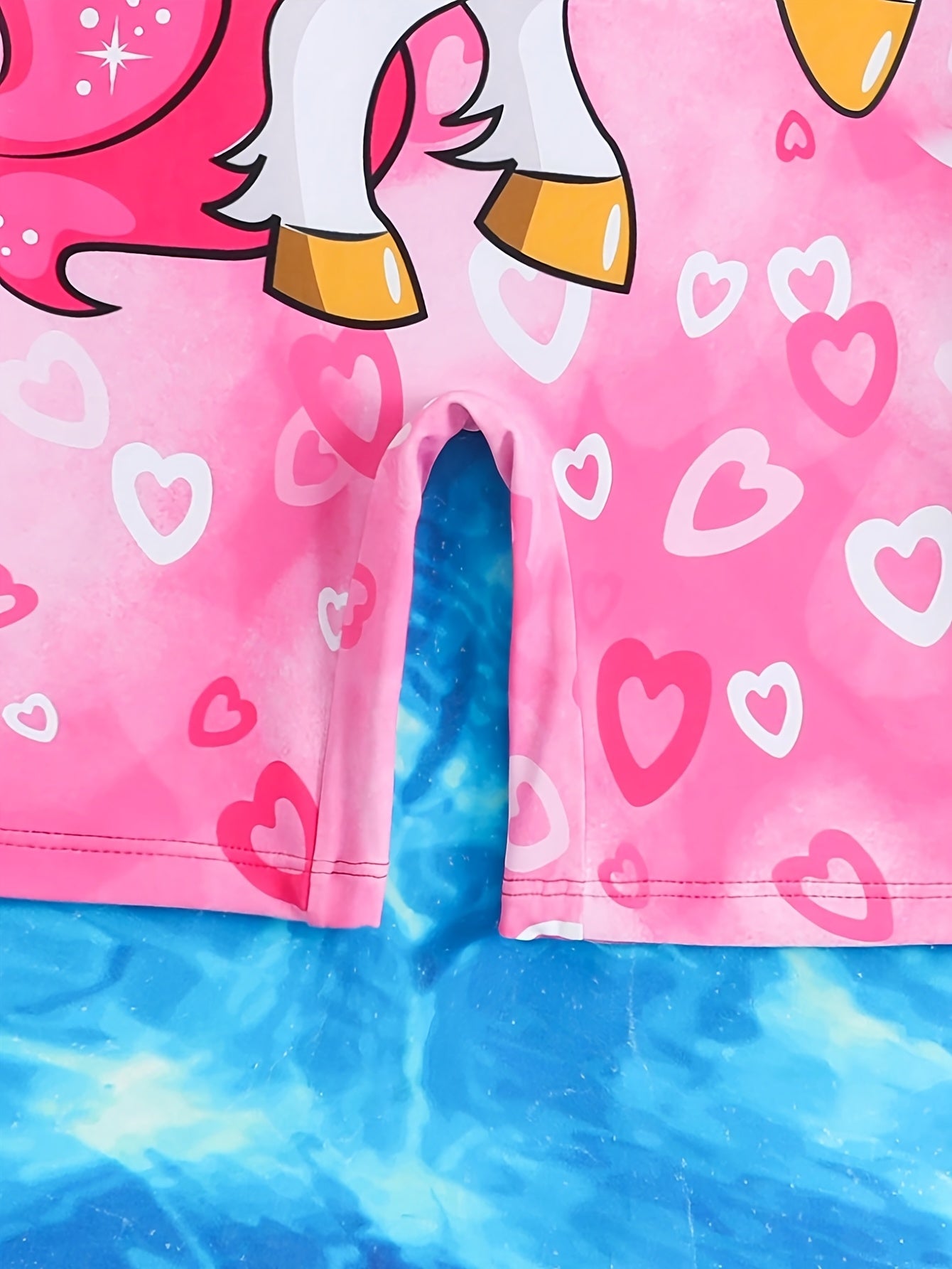 Cute Cartoon Unicorn Pattern Print Girls Spring And Summer Beach Vacation One-Piece Swimsuit