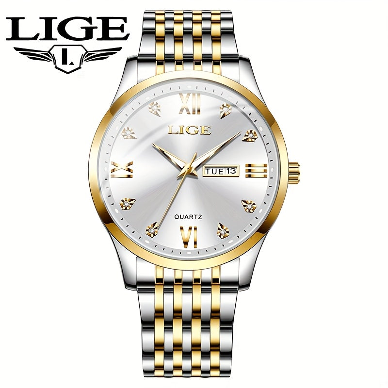 LIGE Women's Elegant Luxury Watch - Blue Dial with Roman Numerals, Quartz Movement, Battery-Powered Watch for Everyday, Formal, Travel - Perfect Gift for Valentine's, Birthdays, Anniversaries - Compatible with Formal & Casual