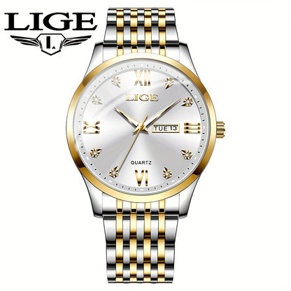 LIGE Women's Elegant Luxury Watch - Blue Dial with Roman Numerals, Quartz Movement, Battery-Powered Watch for Everyday, Formal, Travel - Perfect Gift for Valentine's, Birthdays, Anniversaries - Compatible with Formal & Casual