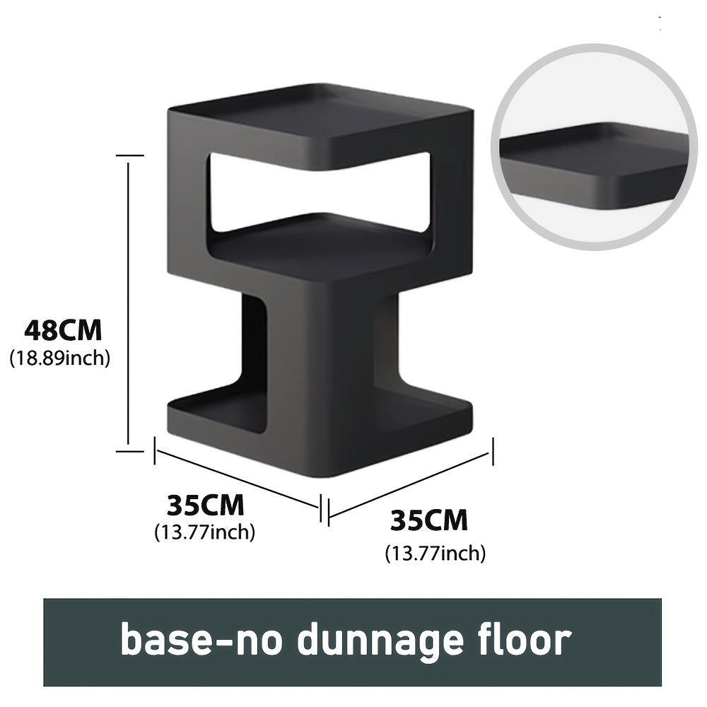 Minimalist Modern Nightstand - Lightweight Durable Plastic Bedside Table with Open Shelf Storage, Easy Assembly, Black - Compact Design for Bedroom, Living Room, Office, Compact Side Table | Sleek Bedside Table | Stable Desig