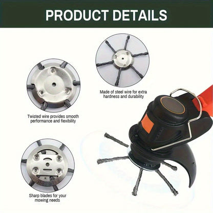 Steel Lawn Mower Head, Steel Wire Trimmer Head for General Grass Cutters, Weeders, Brush Cutters, Gardening Tools, Suitable for Over 45 Cutting, Trimming, and Grooming Scenarios
