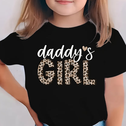 Summer Fashion Girls' Short-Sleeve T-Shirt "DADDY's GIRL" Leopard Print Casual Versatile Top NY-DX5545
