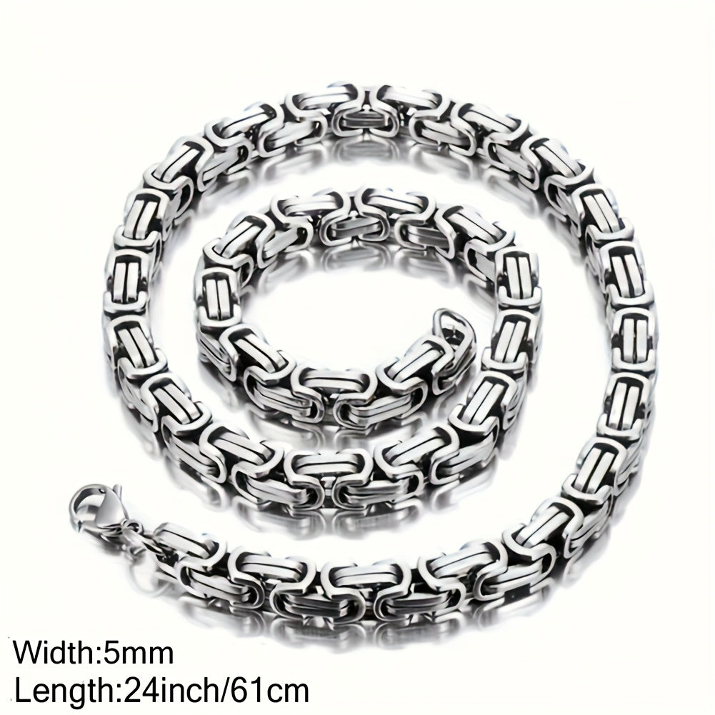 Men'S Cuban Chain Necklace - Heavy-Duty 304 304 Stainless Steel Jewelry, Interlocking Link Design for Everyday & Formal Wear - Birthday/Anniversary/Father'S Day Gift for Him - Durable Hip-Hop Necklace for Men, Hip Hop Necklac