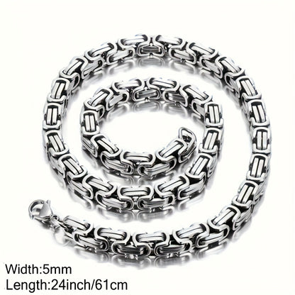 Men'S Cuban Chain Necklace - Heavy-Duty 304 304 Stainless Steel Jewelry, Interlocking Link Design for Everyday & Formal Wear - Birthday/Anniversary/Father'S Day Gift for Him - Durable Hip-Hop Necklace for Men, Hip Hop Necklac