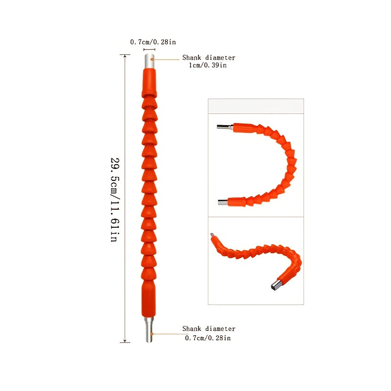 1pc Electric Drill Universal Joint, Orange, Universal Soft Shaft, Electric Screwdriver Drill Bit Extension Holder, Hand Drill Connecting Rod, Multi-functional Flexible Drill Bit Holder