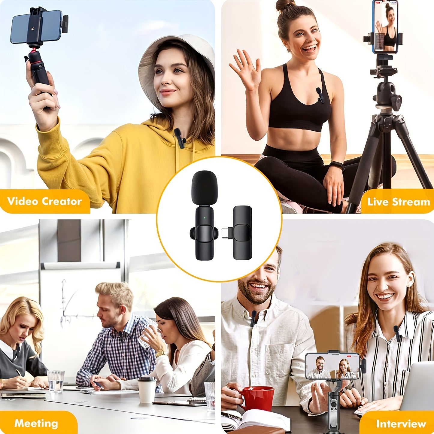 Feng Yang Wireless Lavalier Microphone, Plug and Play, Type C Phone Compatible