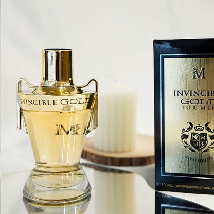 Invincible Golden 100ml Men's Eau de Toilette - Fresh Floral Scent,, Middle Eastern-Inspired Luxury Fragrance with Golden Emblem Design, Long-Lasting 5-15% Concentration, Personal Fragrance | Sophisticated Packaging | Bpafree