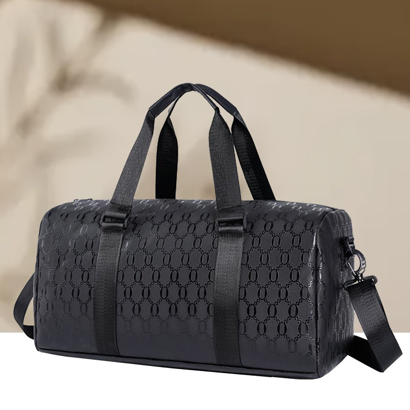 Stylish Black Briefcase Travel Bag - Large Capacity Durable Polyester Handbag with Adjustable Shoulder Strap & Zipper Closure, Sleek Minimalist Design for Work, Travel, Commute