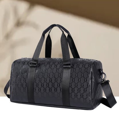 Stylish Black Briefcase Travel Bag - Large Capacity Durable Polyester Handbag with Adjustable Shoulder Strap & Zipper Closure, Sleek Minimalist Design for Work, Travel, Commute