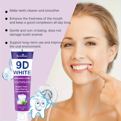 9D Purple Toothpaste, 100g/3.52oz - Deep Clean & Fresh Breath with Natural Pearl Essence for Dental Care, Refreshing Breath, Portable Travel-Friendly Formula, for Men & Women, suitable for daily use and travel