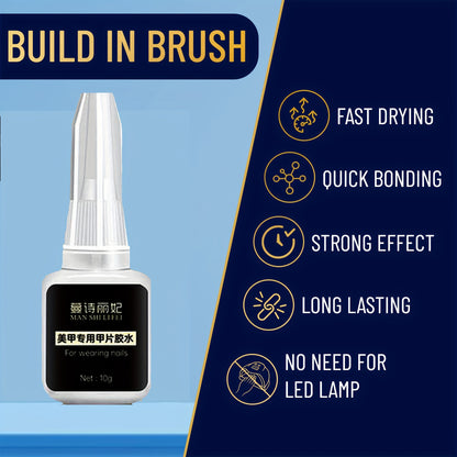 1pc Professional Strong Nail Glue - Fast-Drying No Run Formula with Precision Nozzle for Press On Nails, Acrylic Tips, Wraps & Repairs | Salon Quality Adhesive for DIY & Artificial Nail Extensions, Nail Glue Extra Hold, Easy