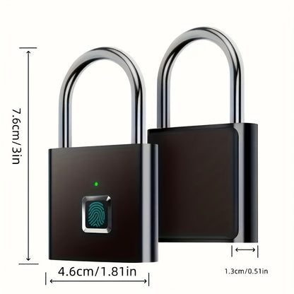 Mini Smart Fingerprint Padlock Waterproof Security Antitheft Keyless USB Rechargeable Suitcase Luggage Backbag Door Lock
