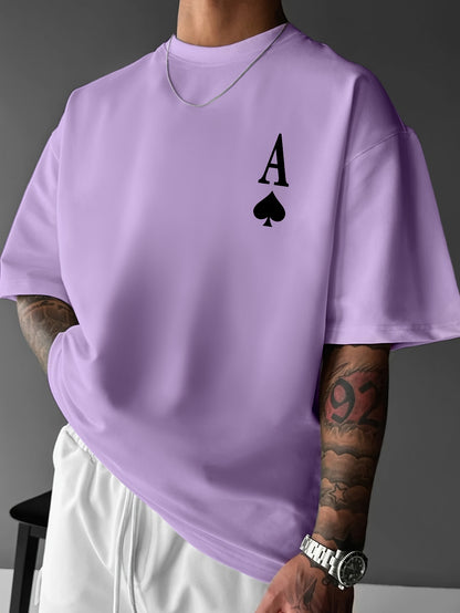 Men's Pink Street Style Graphic T-Shirt - Joker and the Thief Design, Loose Fit, Round Neck, Short Sleeve, Geometric Pattern, Machine Washable, Summer Casual Wear for Adults