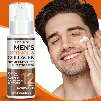 60g Men's Retinol Collagen Moisturizer with Hyaluronic Acid and Caffeine Peptides Niacinamide Jojoba Oil Firms and lifts, smooths sagging Light Beige, leaves Light Beige looking radiant, alcohol-free, suitable for all Light B