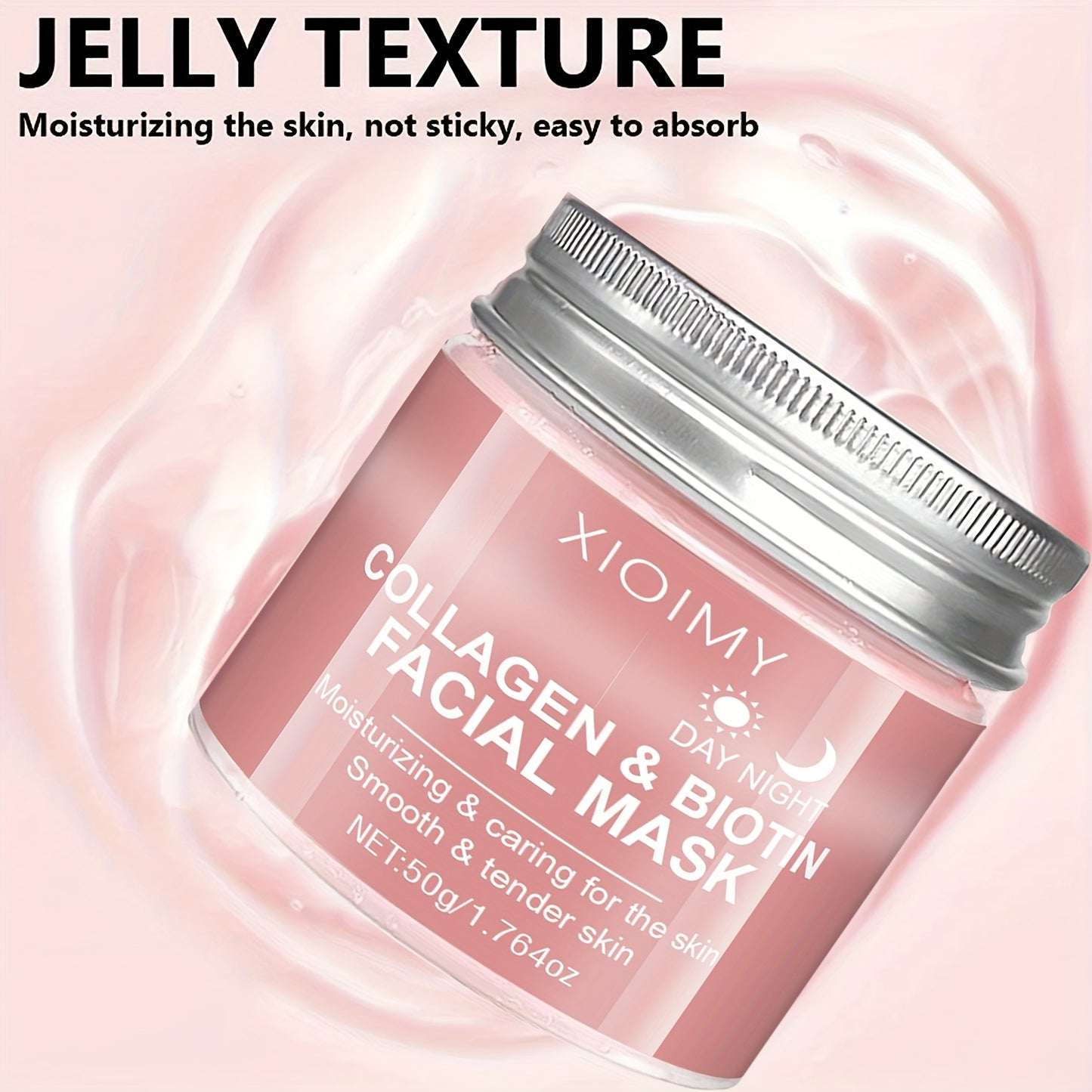 XIOIMY Collagen & Biotin Facial Mask - Hydrating Moisturizing Mask with Collagen Essence for All Light Beige Types, Hypoallergenic, Orange Scent, Daily & Nightly Use, Moisturizing Mask, Skincare, Smooth Texture, Antioxidant R