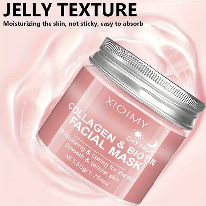 XIOIMY Collagen & Biotin Facial Mask - Hydrating Moisturizing Mask with Collagen Essence for All Light Beige Types, Hypoallergenic, Orange Scent, Daily & Nightly Use, Moisturizing Mask, Skincare, Smooth Texture, Antioxidant R