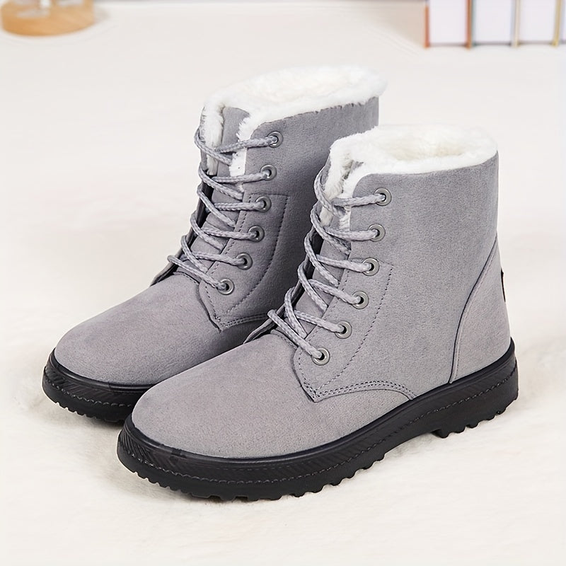Women'S Winter Snow Boots - Slip-Resistant PU Sole, Lace-Up Closure, Cushioned Insole - Cold Weather Boots for Everyday & Formal Outfits - Extended Sizes up to US Women'S 44 (EU 43) - Black Boots for Winter Adventures, Snowy