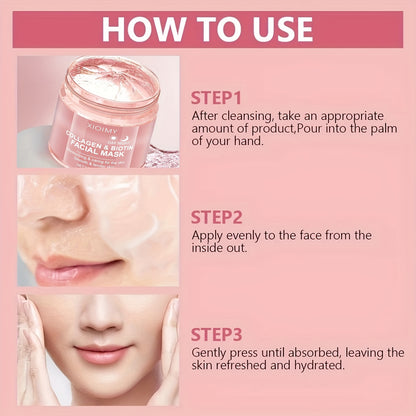 XIOIMY Collagen & Biotin Facial Mask - Hydrating Moisturizing Mask with Collagen Essence for All Light Beige Types, Hypoallergenic, Orange Scent, Daily & Nightly Use, Moisturizing Mask, Skincare, Smooth Texture, Antioxidant R