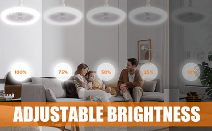 50W 25.4cm LED Smart Ceiling Fan Light with Remote Control, Color Changing and Dimming Features, 2In1 360 degrees Ceiling Fan with Light | E26/27 Socket, Dual Function Cooling and Lighting, Timing, Suitable for for Bedroom, k