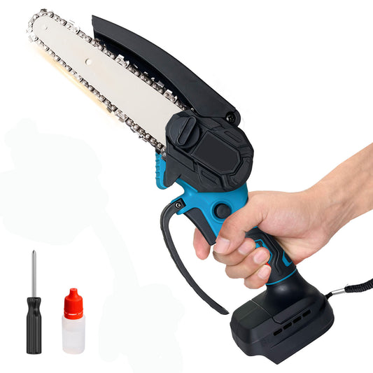 6 Inch Mini Chainsaw, Replacement for Makita 18 V Battery, Electric Chainsaw, Hand Chainsaw, Handheld Electric Small 6" Chainsaw with Chain with 6000mAh Battery (2x 3.0Ah Battery), 18 V Battery Chainsaw, for Garden Tree Branc