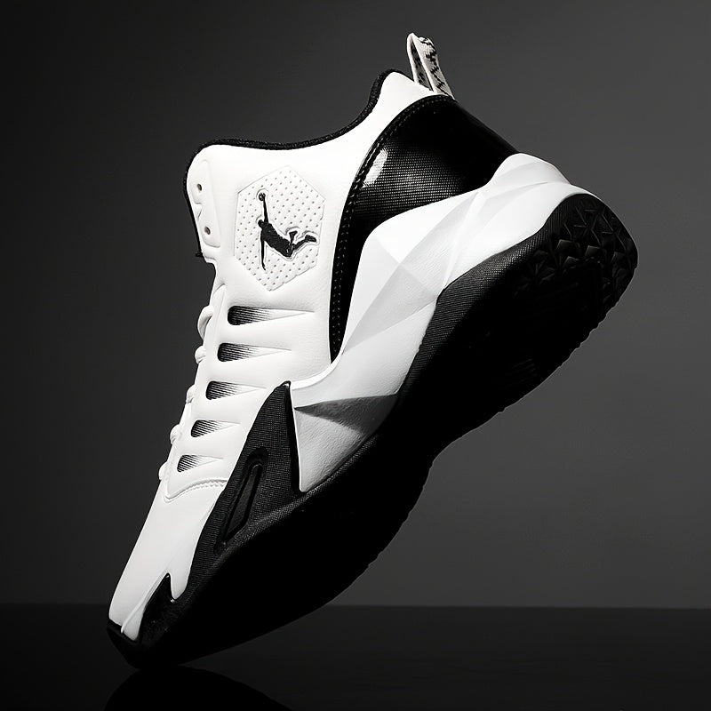 Men'S Trendy Casual Training Sneakers - Lightweight, Shock-Absorbing Running Shoes with Soft Rubber Sole, Breathable Fabric Lining, and Durable Synthetic Upper in White & Black, Lace-Up Design, Athletic Footwear | Modern Snea