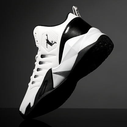 Men'S Trendy Casual Training Sneakers - Lightweight, Shock-Absorbing Running Shoes with Soft Rubber Sole, Breathable Fabric Lining, and Durable Synthetic Upper in White & Black, Lace-Up Design, Athletic Footwear | Modern Snea