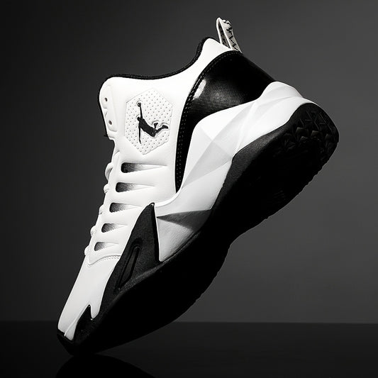 Men'S Trendy Casual Training Sneakers - Lightweight, Shock-Absorbing Running Shoes with Soft Rubber Sole, Breathable Fabric Lining, and Durable Synthetic Upper in White & Black, Lace-Up Design, Athletic Footwear | Modern Snea