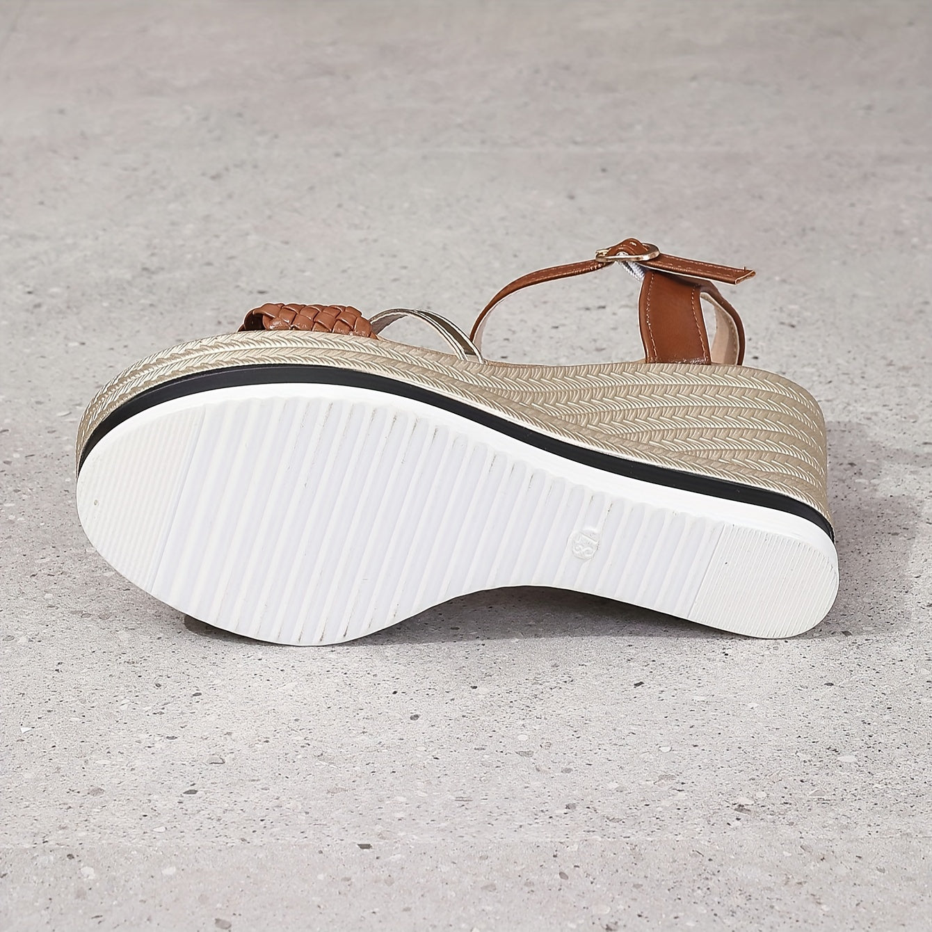 2024 New Arrival - Elegant 8.5cm High Heel Sandals with Golden & White Strap Design, Comfortable Platform Wedge for Women, Summer Fashion Footwear, Stylish Ankle Accessories | Elegant High Heel | Platform Wedge Sandals
