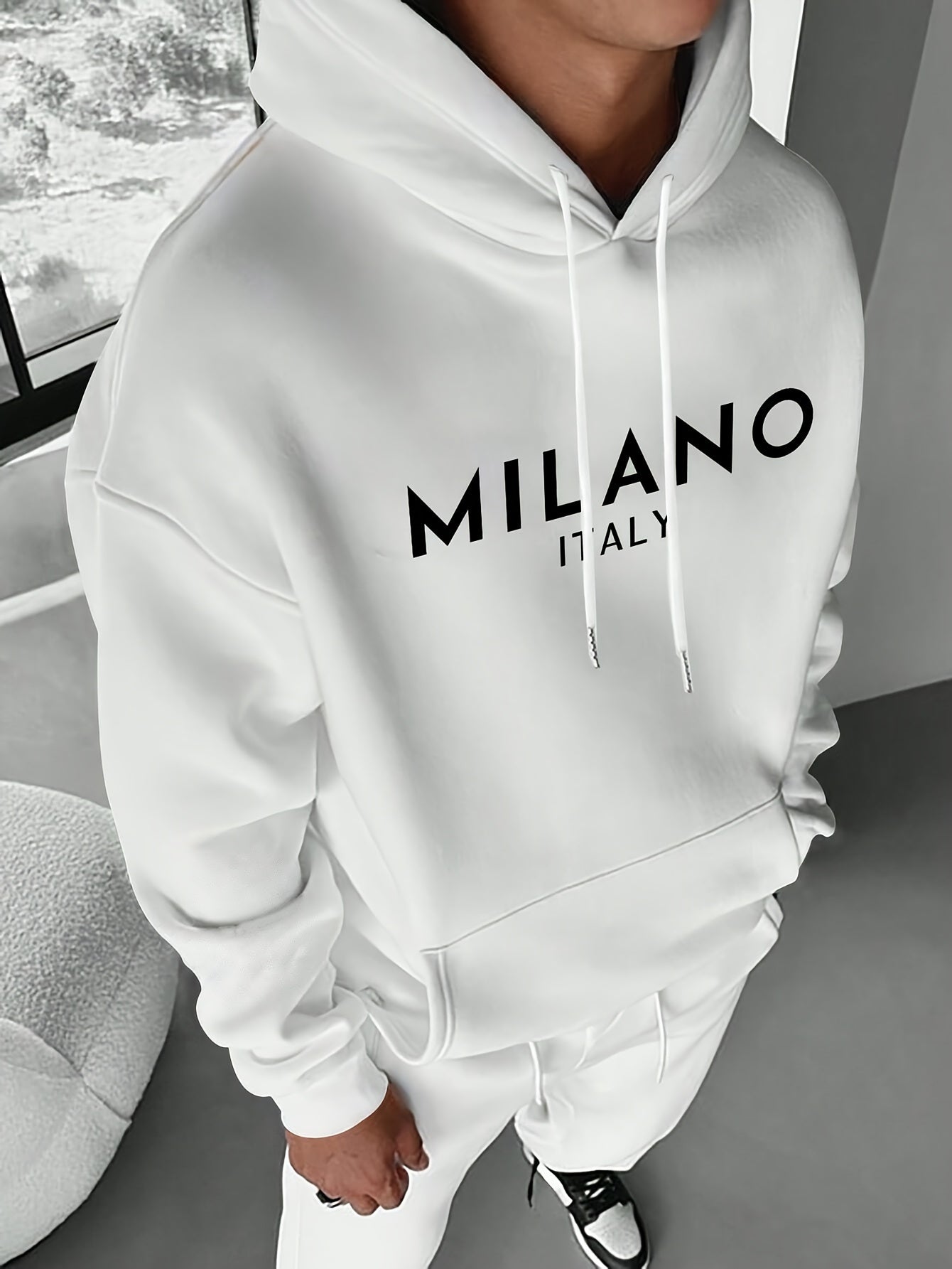 Men's Casual Hoodie with Letter Print - Cozy Pullover Sweatshirt with Kangaroo Pocket, Perfect for Fall & Winter Streetwear, Sweater Hoodie