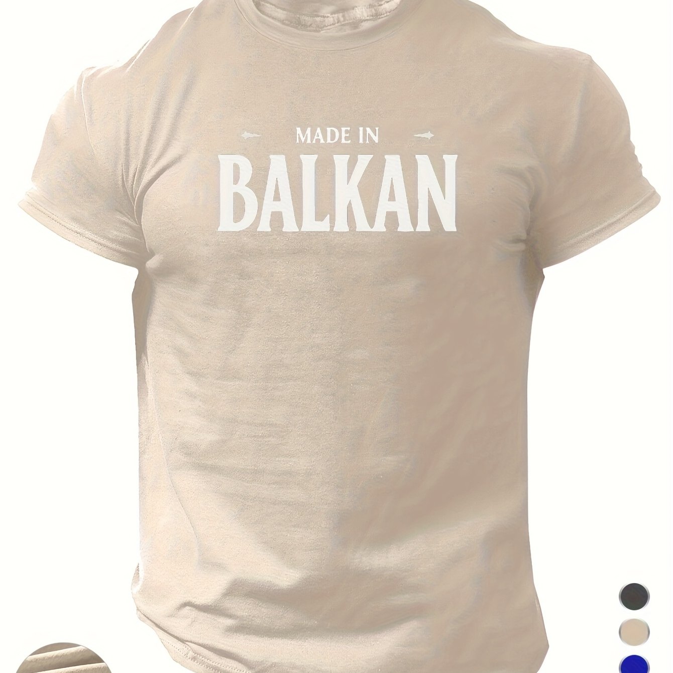 Men'S Casual Short Sleeve T-Shirt - "Made in Balkans" Print, Lightweight & Breathable Summer Tee, Round Neck, Regular Fit, Perfect for Casual Attire, Breathable Clothing | Modern Casualwear | Lightweight Shirt
