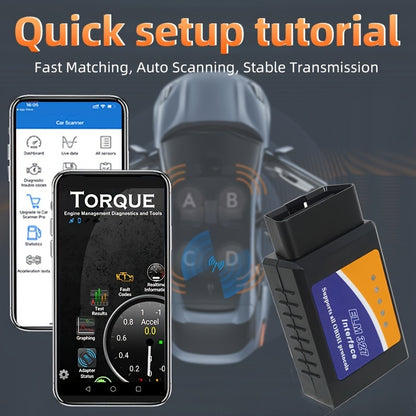 Wireless OBD2 Scanner - Full System Scan, Emissions Test, Real-Time Data Analysis for Android & iOS, Compatible with Most Vehicles, No Battery Needed, Vehicle Diagnostics, Modern Gadget, Durable Construction