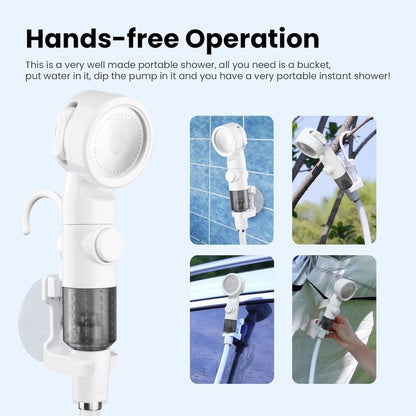 Upgraded Electric Shower Pump with Intelligent Digital Display - USB-Powered Portable Camping Shower, Heavy-Duty Electric Cleaning Pump with Multiple Spray Modes & Fast Pumping for RV, Boat, Outdoor, Travel - Compact Cleaning