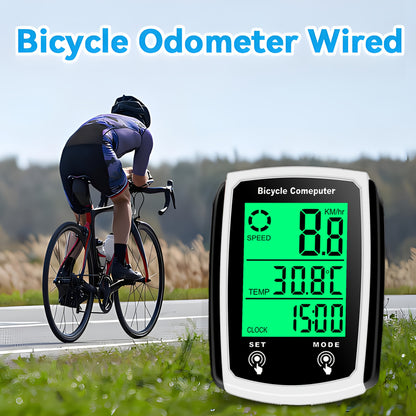 Oein Bike Computer Wired, Bicycle Odometer Wired MPH KM/H, Bike Speedometer Bike Odometer with Touch Sensor Switch, Big Digital LCD Screen, Automatic Wake-u