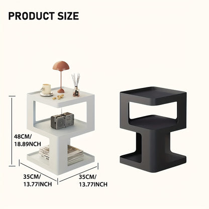 Minimalist Modern Nightstand - Lightweight Durable Plastic Bedside Table with Open Shelf Storage, Easy Assembly, Black - Compact Design for Bedroom, Living Room, Office, Compact Side Table | Sleek Bedside Table | Stable Desig