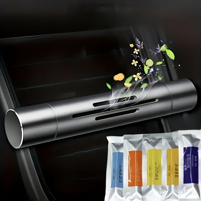 Car Air Freshener Set; Aromatic Stick Air Freshener Diffuser, (Includes 1 Diffuser And 5 Solid Mixed Fragrance Sticks).