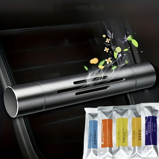 Car Air Freshener Set; Aromatic Stick Air Freshener Diffuser, (Includes 1 Diffuser And 5 Solid Mixed Fragrance Sticks).