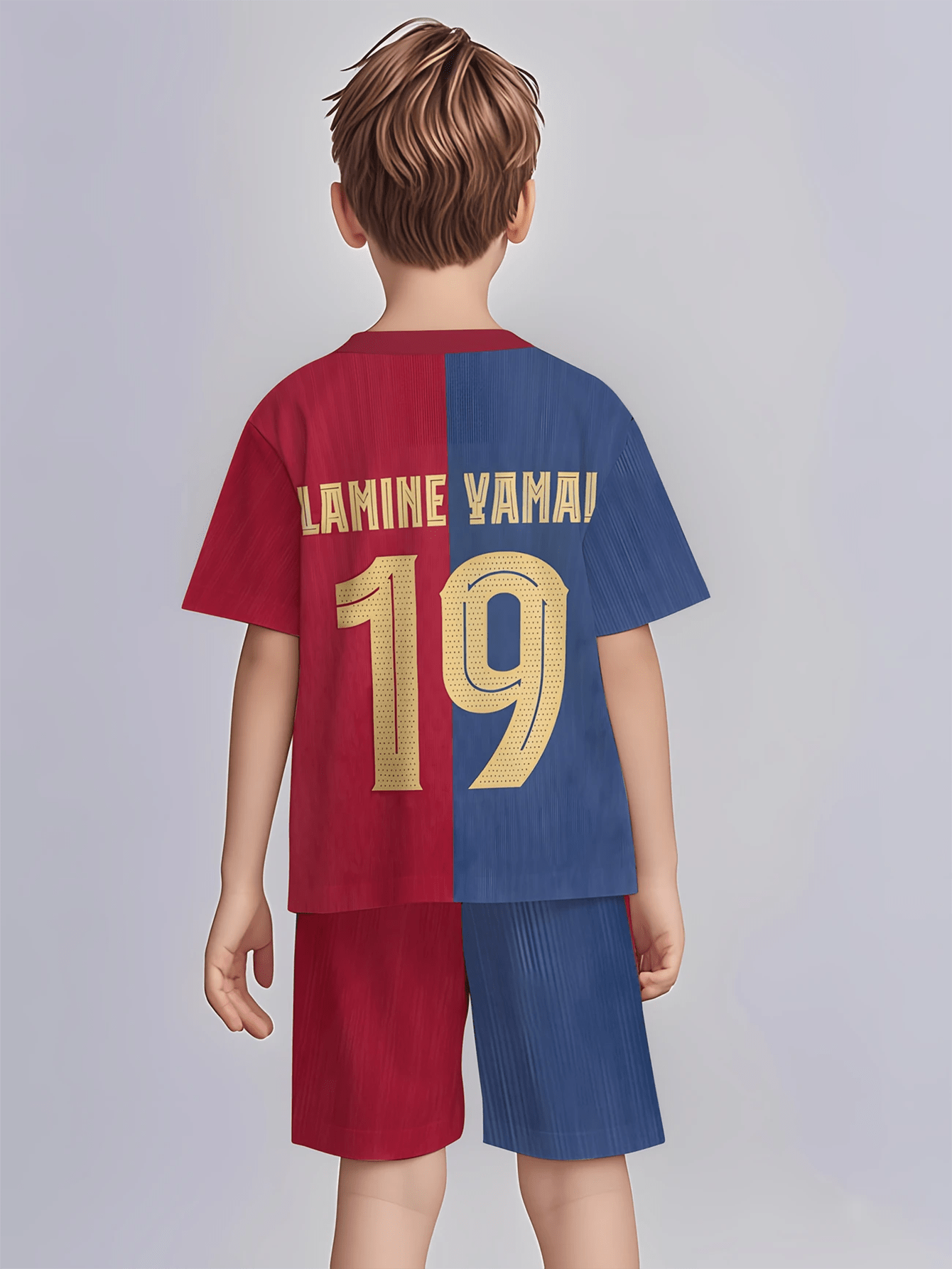 Boys' 3D Print Pattern Summer Short Sleeve Top and Shorts Set 2pcs with No.19 Jersey Print, Perfect for Outdoor