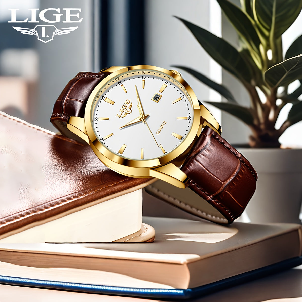 LIGE Fashion New Quartz Watch Multi Functional Glow Watch Single Calendar Three Needle Simple Band Watch men&women's Business Watch, Suitable for Women&women