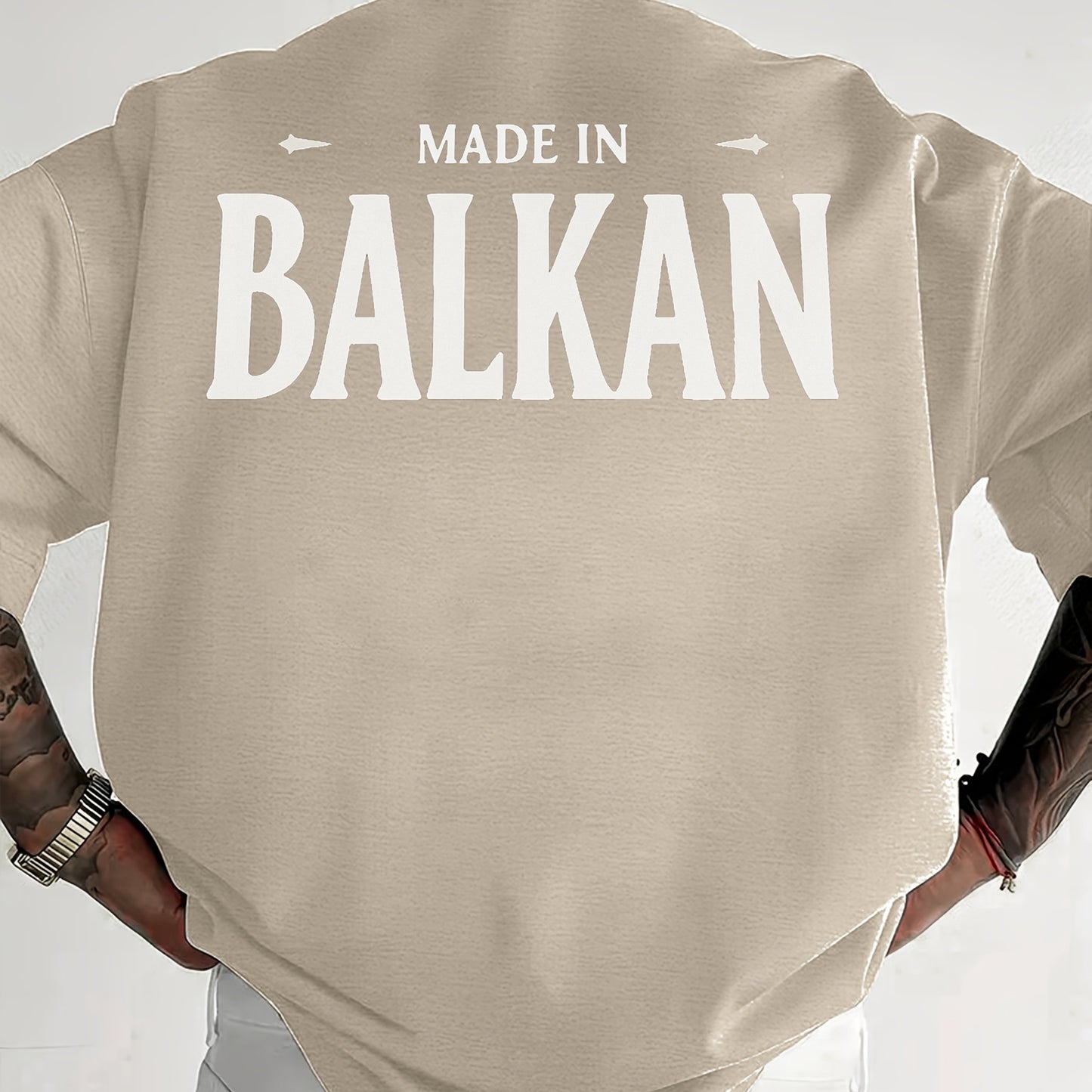 Men'S Casual Short Sleeve T-Shirt - "Made in Balkans" Print, Lightweight & Breathable Summer Tee, Round Neck, Regular Fit, Perfect for Casual Attire, Breathable Clothing | Modern Casualwear | Lightweight Shirt