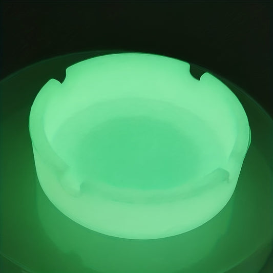 1pc, Luminous Silicone Ashtray Resists Temperatures Premium Silicone Rubber Soft Portable Round Design Ashtray Durable Glow In Dark Gifts For Friends Dad Husband For Outside Indoor