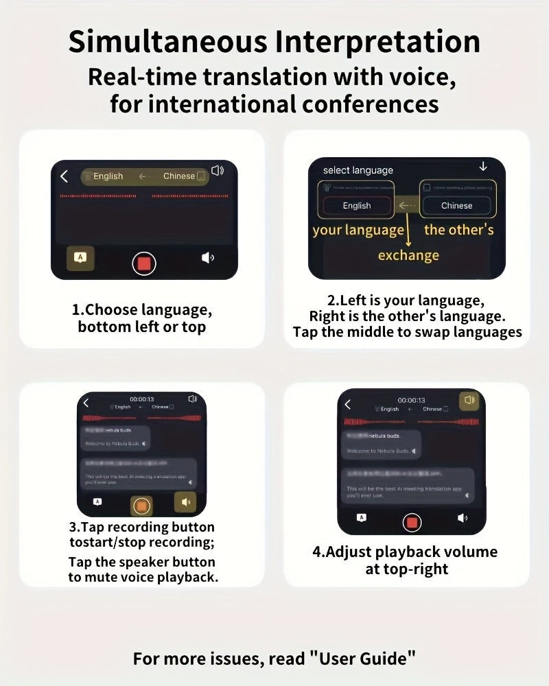 [144 Real Time Translation Earphones] New 144 Translation Earphones: Real Time Translation Headphones, Suitable for Travel, Business, And Work