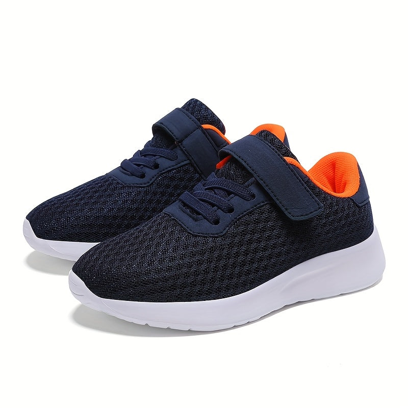 Youngsters' Breathable Mesh Sneakers with Closure - Lightweight EVA Sole, Black & Orange Accents, Low-Top Casual Sports Shoes for Boys & Girls, Spring Summer Fall Play & Daily Wear, Youngsters Sneakers, Youngsters'S Footwear,