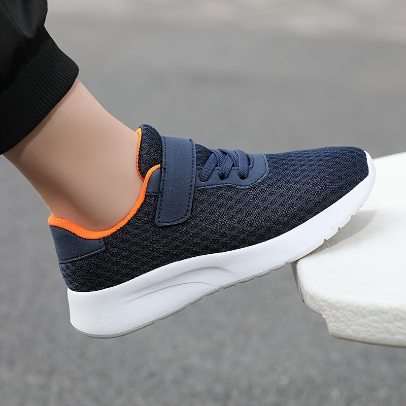 Youngsters' Breathable Mesh Sneakers with Closure - Lightweight EVA Sole, Black & Orange Accents, Low-Top Casual Sports Shoes for Boys & Girls, Spring Summer Fall Play & Daily Wear, Youngsters Sneakers, Youngsters'S Footwear,