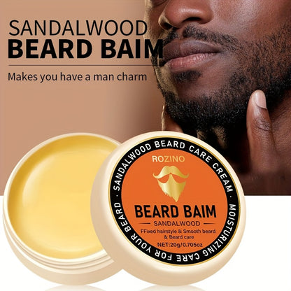 ROZINO Sandalwood Beard Care Cream, 20g - Hypoallergenic, Moisturizing & Gentle Cleansing for Men, Promotes Smooth, Shiny Beard