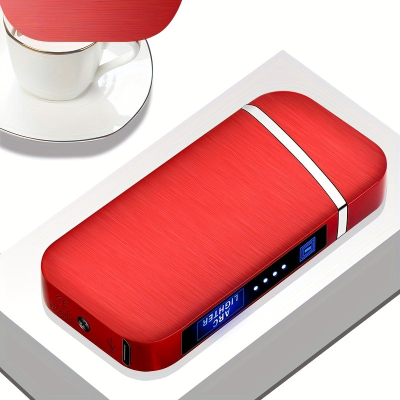 Rechargeable Electronic Windproof Burner, Dual Arc USB Plasma Flameless Burner for Outdoor Camping and BBQ Survival Kit - Perfect Valentine's Gift for Dad, Boyfriend, or Husband