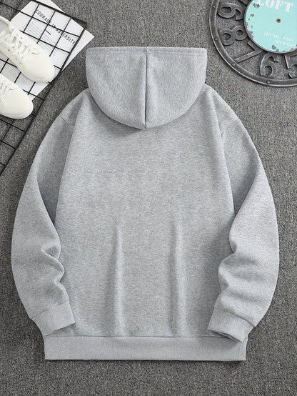 Men's Casual Hoodie with Letter Print - Cozy Pullover Sweatshirt with Kangaroo Pocket, Perfect for Fall & Winter Streetwear, Sweater Hoodie